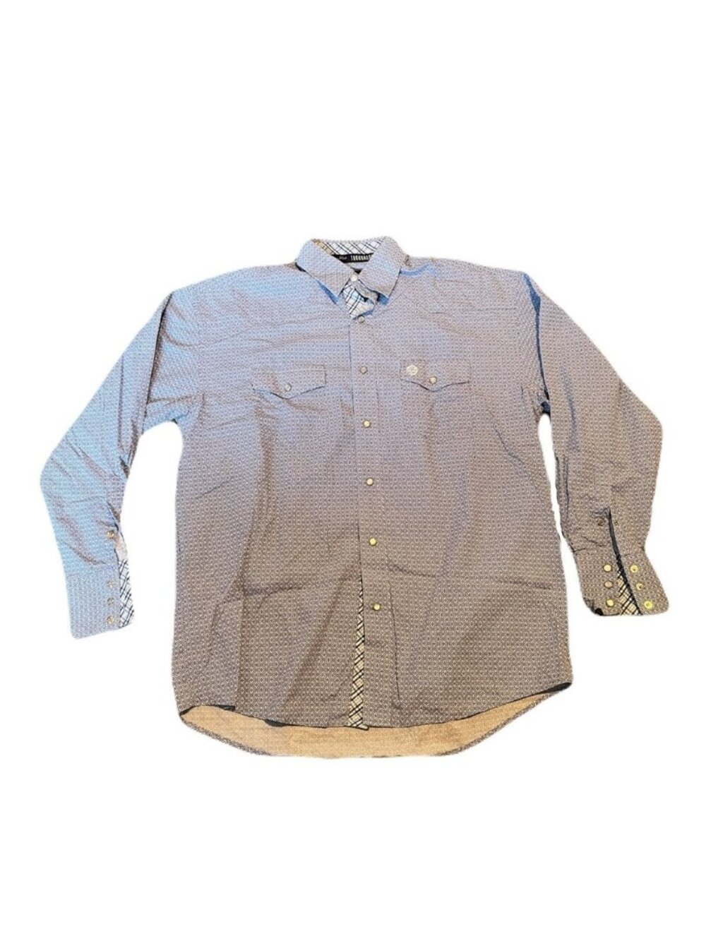 Wrangler George Strait Troubador XL Blue Geometric Pattern Pearl Snap Western